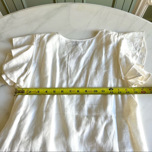 Ann Taylor Linen Blend Ruffle Wrap Top Winter White Sz S - Picture 9 of 10